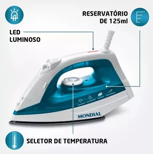 Ferro A Vapor Azul/branco 1200w F-32 Mondial Cor Azul 110v Ferro A Vapor Azul/branco 1200w F-32 Mondial Cor Azul 110v